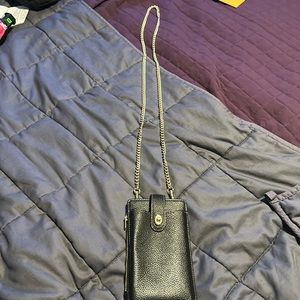 Coach Black Leather Phone Crossbody